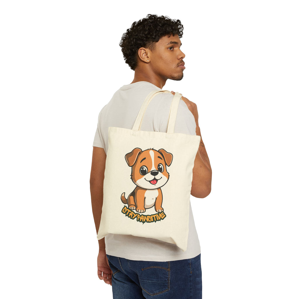 Tote Bag — Cute Puppy "Stay Pawsitive" Canvas Tote