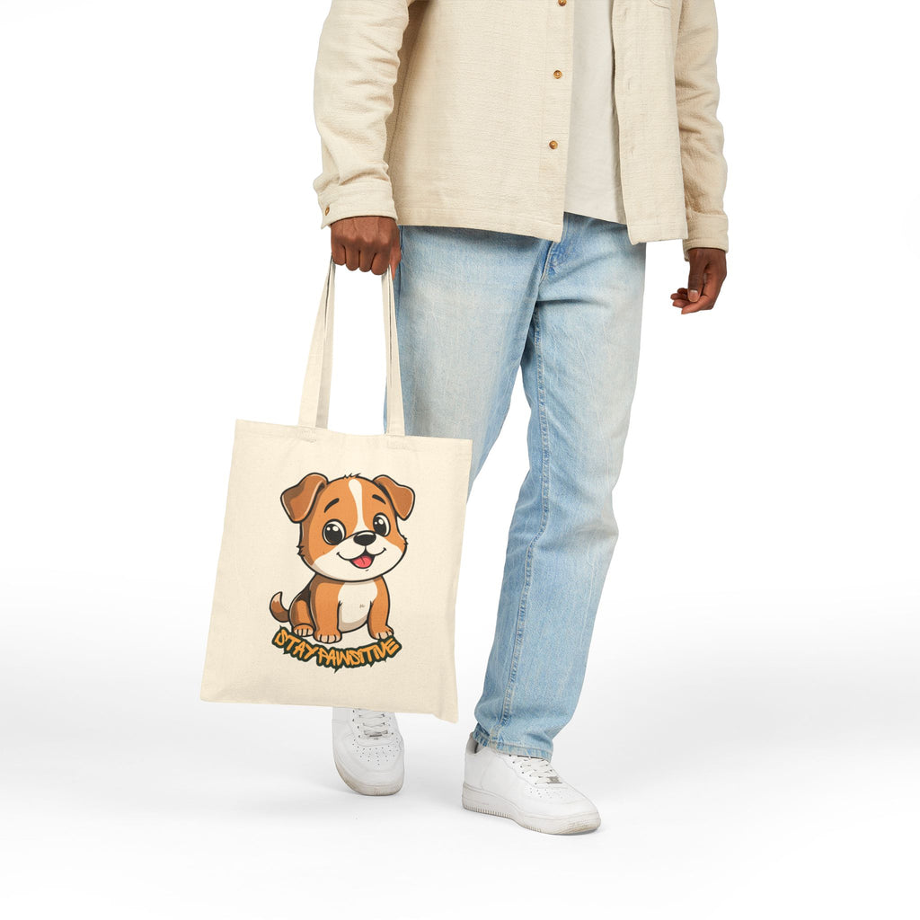 Tote Bag — Cute Puppy "Stay Pawsitive" Canvas Tote