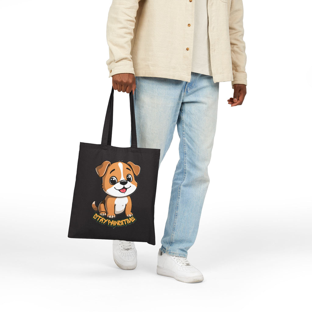 Tote Bag — Cute Puppy "Stay Pawsitive" Canvas Tote
