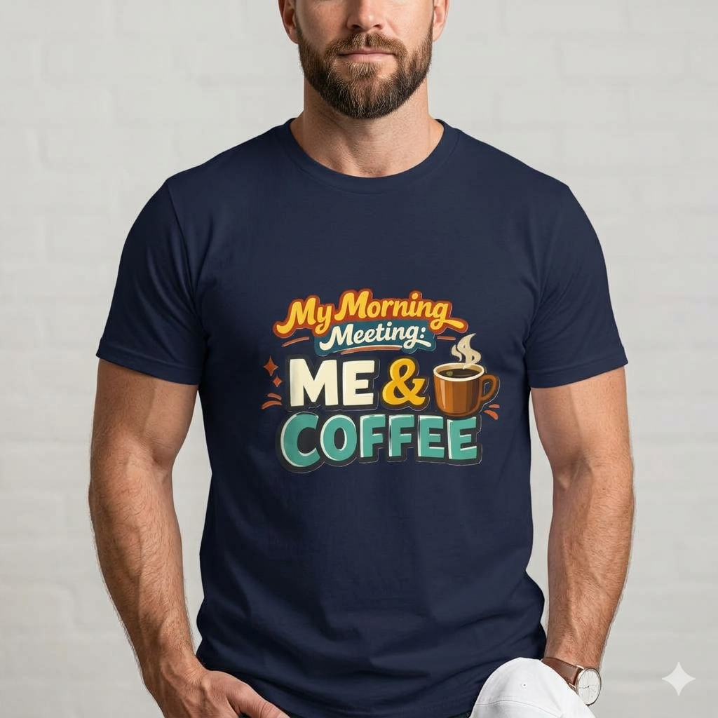 My Morning Meeting: Me & Coffee T‑Shirt — Funny Coffee Lover Tee