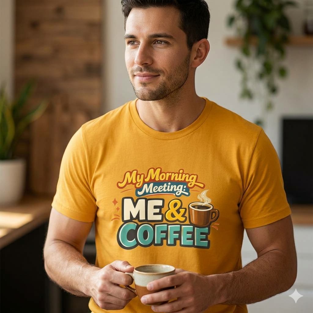 My Morning Meeting: Me & Coffee T‑Shirt — Funny Coffee Lover Tee