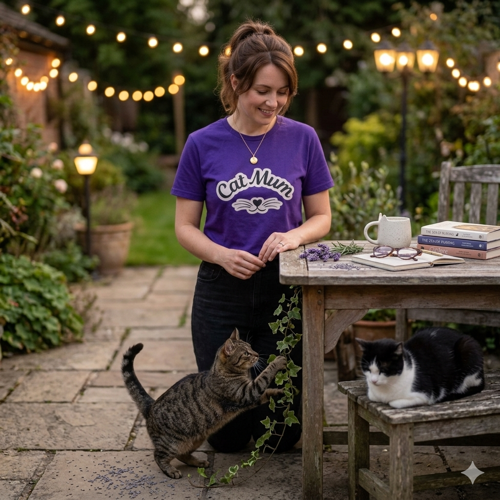 Cat Mum T-Shirt — Cute Cat Mom Tee with Whisker Heart Design