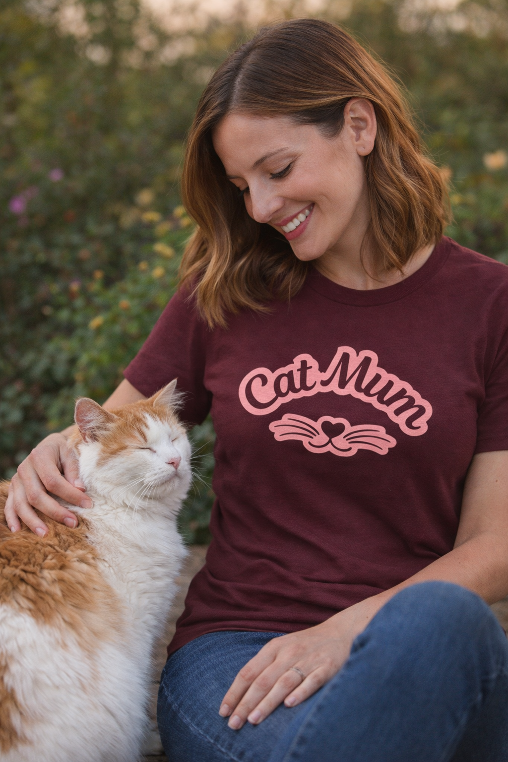 Cat Mum T-Shirt — Cute Cat Mom Tee with Whisker Heart Design