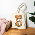 Cute Puppy Tote Bag — 'Stay Two-This Time' Cartoon Dog Canvas Tote