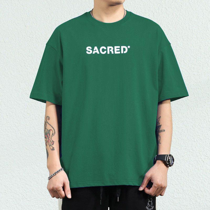 Pure Cotton Heavyweight Short-Sleeve Men's Trendy Brand Ins Versatile T-Shirt Top Retro Distressed Half