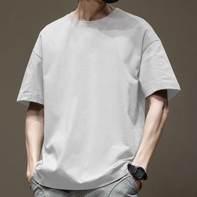Pure Cotton Heavyweight Short-Sleeve Men's Trendy Brand Ins Versatile T-Shirt Top Retro Distressed Half