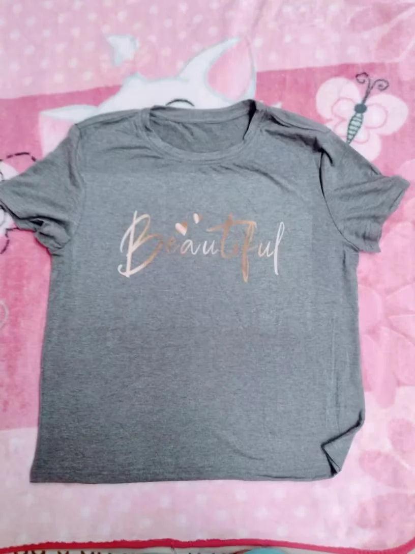 Women's Cotton T-Shirt "Beautiful" – Minimalist Summer Tee