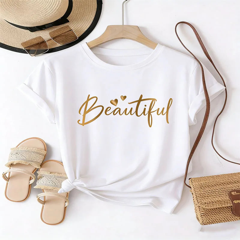 Women's Cotton T-Shirt "Beautiful" – Minimalist Summer Tee