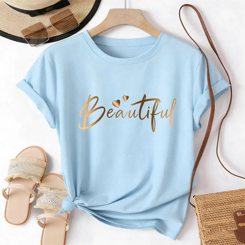Women's Cotton T-Shirt "Beautiful" – Minimalist Summer Tee
